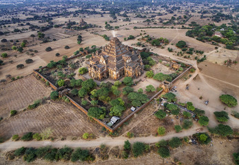 Dhammayangyi Temple the Largest of all the temples in Bagan complete structure aerial view taken before earthquake in Myanmar