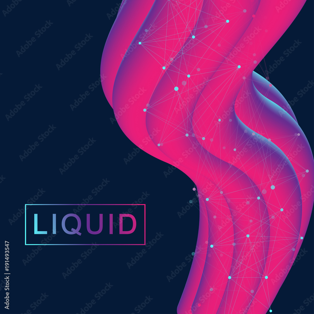 Poster Abstract fluid 3d shapes vector trendy liquid colors backgrounds set. Colored fluid graphic composition illustration. Geometric graphic background molecule communication.