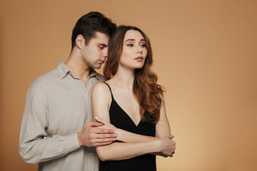 Portrait of a sensual loving couple hugging