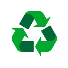 Green triangular isolated vector recycle icon