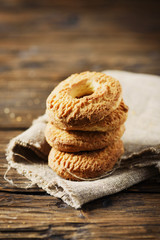 Sweet homemade cookies on the wooden table