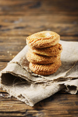 Sweet homemade cookies on the wooden table