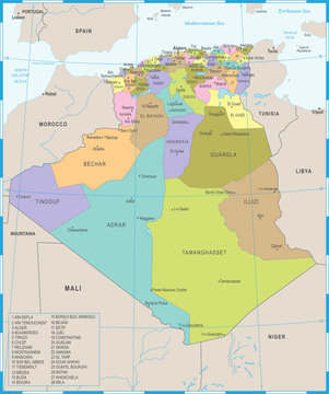 Algeria Map - Detailed Vector Illustration