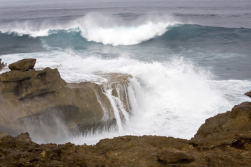 Waves in the turbulent sea, near Lembongan Island, Indonesia