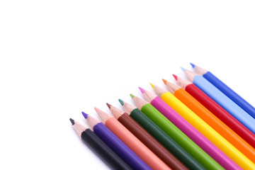 Close up Color pencils isolated on white background.