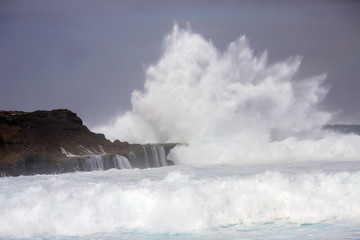 Waves in the turbulent sea, near Lembongan Island, Indonesia