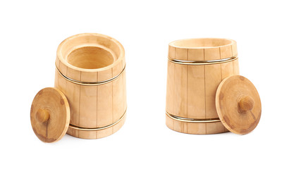 Rustic wooden beer mug isolated