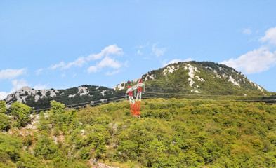 High voltage power electrical transmission tower and electricity pole / Electric distribution of...