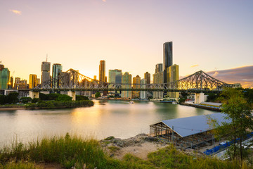 Fototapeta na wymiar Brisbane City at twilight including the Story Bridge