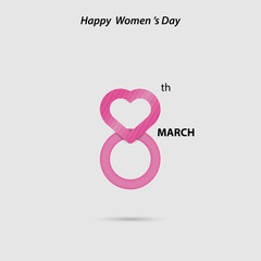 Creative 8 March logo vector design with international women's day icon.Women's day symbol.Minimalistic design for international women's day concept.Vector illustration