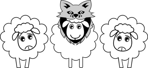 Un mouton se déguise en loup pour paraître plus fort et tromper l'adverser ou énemi
