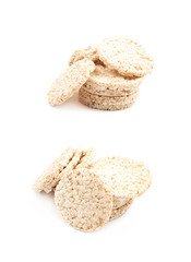 Air popped rice cakes isolated