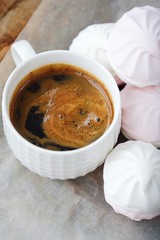 Delicious marshmallow with strawberry creamy taste and coffee 