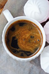 Delicious marshmallow with strawberry creamy taste and coffee 