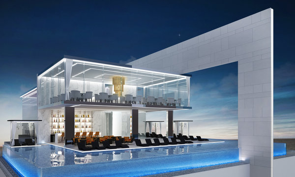 Rooftop Bar Sky And Swimming Pool Ans Sea View