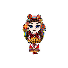 ukraine girl folk ornament, perfect logo, decor design on Cup, clothes floral design, print for handbag t-shirt