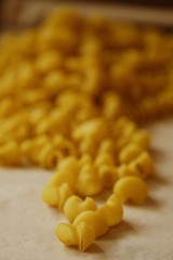 Homemade pasta made of hard wheat on the table