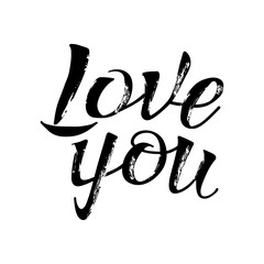 Letters calligraphy, love you, hand drawing