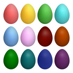 Vector set of single-color Easter eggs. Isolated on white background.