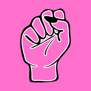 Pink female fist. Feminism, women's rights, LGBTQ power symbol.