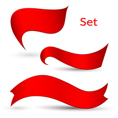 Red ribbons on a light background Isolated Element of design of advertising banners posters A set of ribbons for sales web shops business promotion Empty template Creative ribbon icon Vector banner