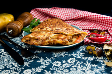 Homemade french buckwheat galette with egg