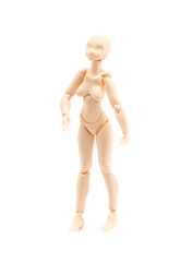 Plastic joint reference doll isolated