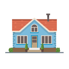 Urban architecture, residential family house in flat style - cute vector illustration