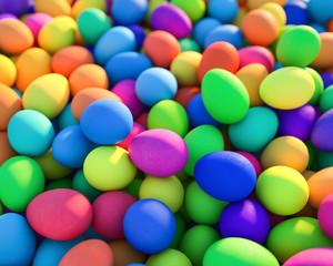 Large group of different Colorful Easter eggs