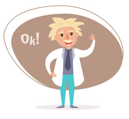 Scientist. Vector. Cartoon. Isolated