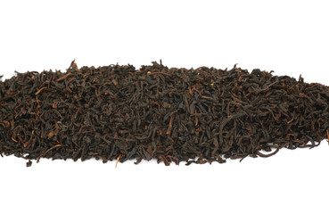 Line pile of tea leaves isolated