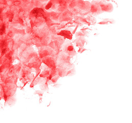 Abstract watercolor background hand drawn on paper. Volume to the swirling forms. Red, Cherry Tomato color. For design, websites, card, text, decoration, surfaces.