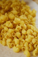 Homemade pasta made of hard wheat on the table