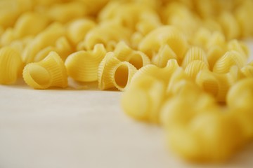 Homemade pasta made of hard wheat on the table
