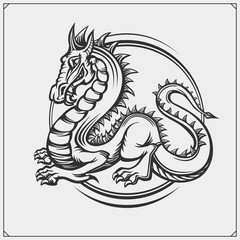 Dragon emblem for sport club. Vector illustration.