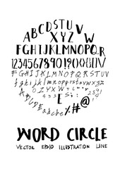 Alphabet doodle illustration circle form line sketch style eps10