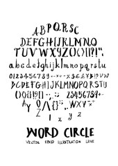 Alphabet doodle illustration circle form line sketch style eps10