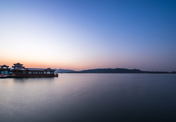 hangzhou west lake during sunset