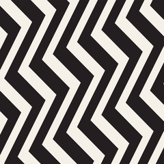 Fototapeta premium Zigzag lines surface. Jagged stripes seamless pattern. Vector design with waves. Repeated chevrons wallpaper ornament.
