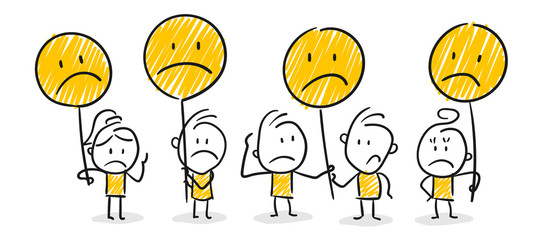 Strichfiguren / Strichmännchen: Smiley Schilder sauer. (Nr. 184)