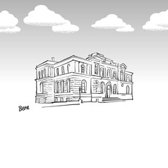 Fototapeta premium Bern, Switzerland famous landmark sketch