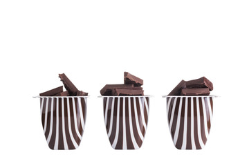 yoghurt containers with chocolate
