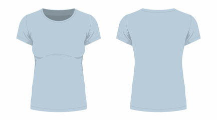 Naklejka premium Front and back views of women's gray t-shirt on white background