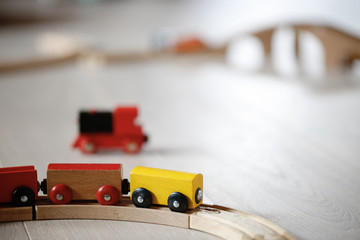 Fototapeta premium Wooden train toys