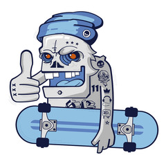 Cartoon skull skater boy