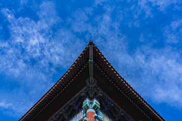 Fototapeta na wymiar ancient building with blue sky in beijing china.