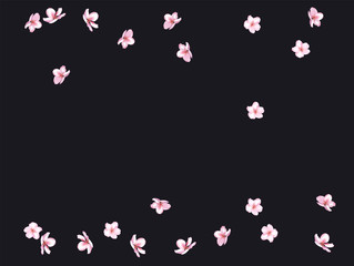 Flying Pink Cherry Blossom, Realistic Vector Background. Beautiful Sakura Soft Romantic Illustration. Wedding Decoration, Flying Pink Cherry Blossom, Love Magic Design. Cool Showering Blooming Sakura