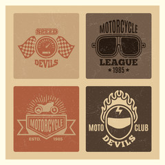 Obraz premium Vintage grunge motor club and motorcycle league labels design