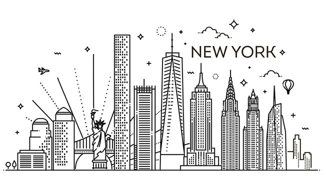 New York City Skyline, Vector Illustration, Flat Design