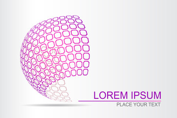 Logo stylized spherical surface with abstract shapes